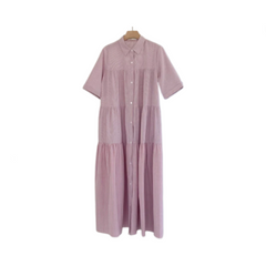 Striped Loose Short Sleeve Shirt Dress