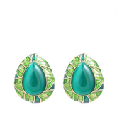 Water Drop Alloy Dripping Oil Leaf Element Earrings