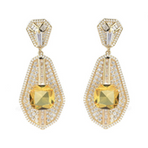 Square Diamond Fan-Shaped Inlaid Zircon Earrings