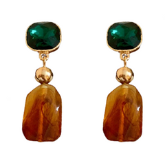 Retro Square Flower Stud Earrings