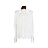 Solid Slim Fit Long Trumpet Sleeve Shirt