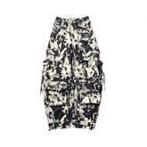 Multi Pockets Print Straight Loose Cargo Pants