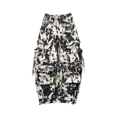 Multi Pockets Print Straight Loose Cargo Pants
