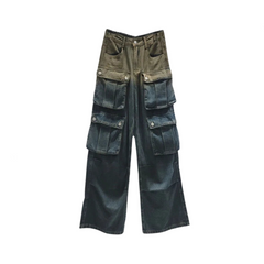 Washed Gradient Multi Pocket Loose Pants