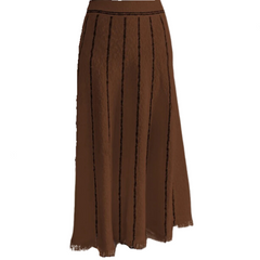 Retro Striped Fringe Knitted Maxi Skirt