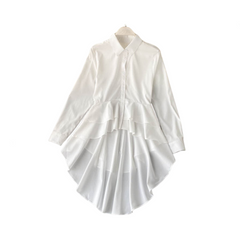 Irregular Ruffled Edge Long Sleeved Shirt