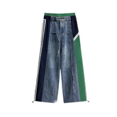 Color Blocked Patchwork Loose Straight Pants