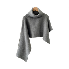 Turtleneck Irregular Knitted Sweater Shawl