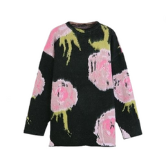 Retro Jacquard Mid Length Knitted Sweater