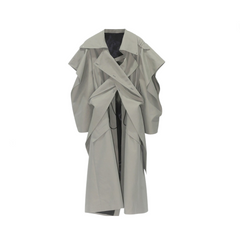 Irregular Loose Drawstring Waist Cinched Trench Coat
