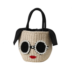 Cute Cartoon Woven Bucket Handbag