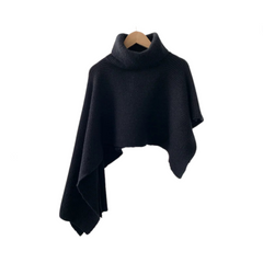 Turtleneck Irregular Knitted Sweater Shawl