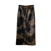 Tie Dye Leather Hip Hugging Skirt