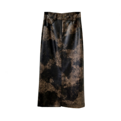 Tie Dye Leather Hip Hugging Skirt