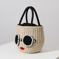 Cute Cartoon Woven Bucket Handbag