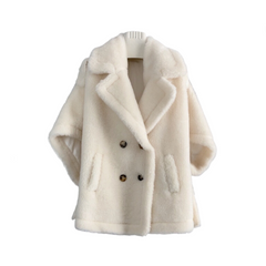 Wool Solid Pocket Double Breasted Coat