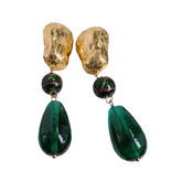 Silver Needle Glass Vintage Stud Earrings