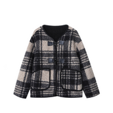 Plaid Wool Loose Coat