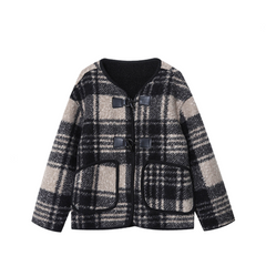 Plaid Wool Loose Coat
