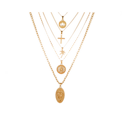 Golden Multi-Layer Pendant Necklace