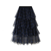 Irregular Mesh A-Line Midi Cake Skirt