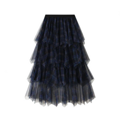 Irregular Mesh A-Line Midi Cake Skirt