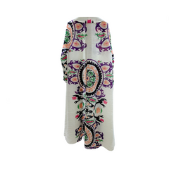 White Printed Lace Up Casual Robe Coat