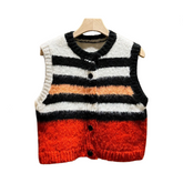 Wool Blend Striped Knitted Vest