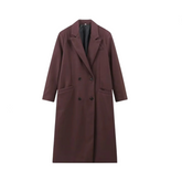 Long Padded Shoulder Lapel Coat