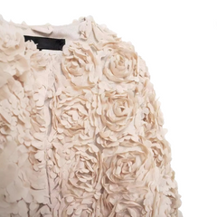 Round Neck Long Sleeved 3D Flower Jacket