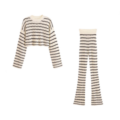 Striped Crochet Top + Pants Set
