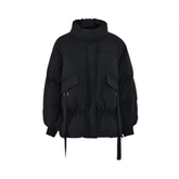 Stand Collar Waist Cinching Warm Jacket