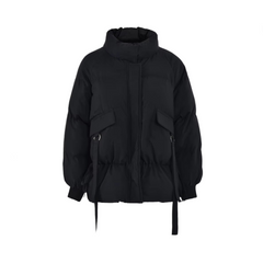 Stand Collar Waist Cinching Warm Jacket