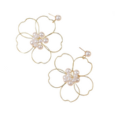 Pearl Woven Large Flower Earrings