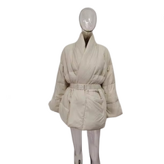 V-Neck Waistband Down Coat