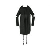 Pullover Hooded Hollow Out Loose Side Slit Dress