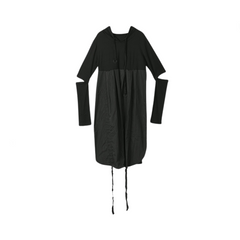 Pullover Hooded Hollow Out Loose Side Slit Dress