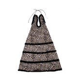 Pre Order: Backless Leopard Print Halter Hollow Out Maxi Dress