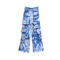Multi Pocket Camouflage Straight Leg Mop Jeans