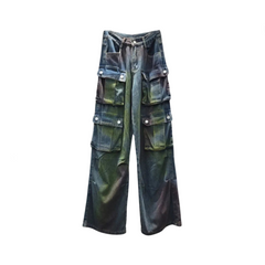 Pre Order: Multi Pocket Color Stained Straight Leg Jeans