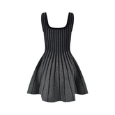Stripes Silver Sparkling Knitted Sleeveless Dress