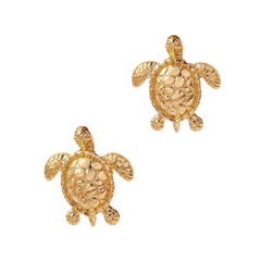 Gold Metallic Turtle Stud Earrings