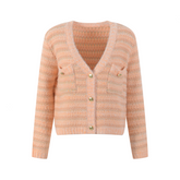 Wool Blend V-Neck Long Sleeved Short Knitted Cardigan