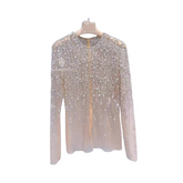 Sequined Mesh Cover Shirt