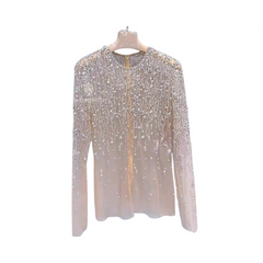 Sequined Mesh Cover Shirt