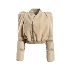 Tower Shoulder Plush Splicing Quilt Exaggerated Cotton Jacket