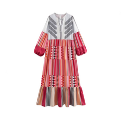 Printed Long Sleeved Boho Maxi Dress