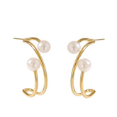 Pearl Irregular C-Shaped Earrings