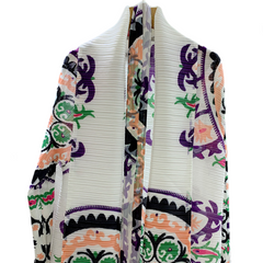 White Printed Lace Up Casual Robe Coat