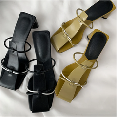 Casual Square Toe Block Heel Sandals